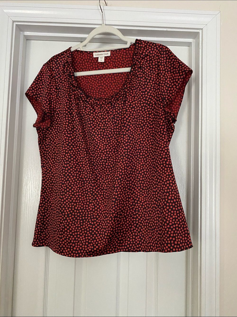 Coldwater Creek‎ Red Short-Sleeve Polka Dot Tee size Large
